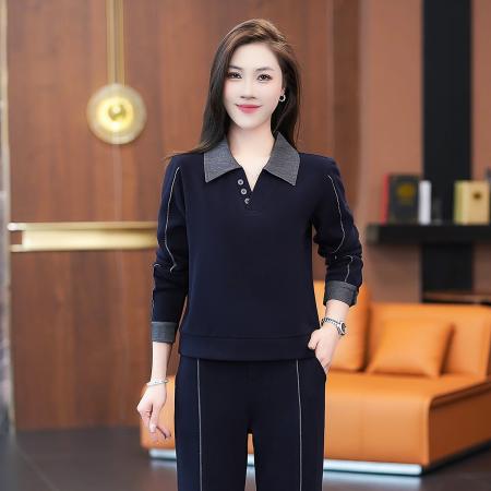 FA52244# 新品高品质春秋休闲套装女秋季新款洋气POLO衫卫衣阔腿裤显瘦两件套 服裝批發女裝批發服飾貨源