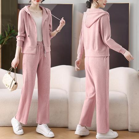 FA52249# 新品开衫运动服套装女春秋季新款休闲宽松洋气拉链卫衣两件套 服裝批發女裝批發服飾貨源