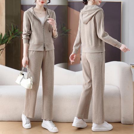 FA52249# 新品开衫运动服套装女春秋季新款休闲宽松洋气拉链卫衣两件套 服裝批發女裝批發服飾貨源