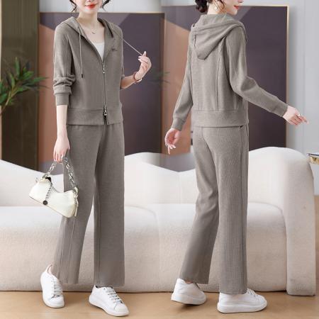 FA52249# 新品开衫运动服套装女春秋季新款休闲宽松洋气拉链卫衣两件套 服裝批發女裝批發服飾貨源