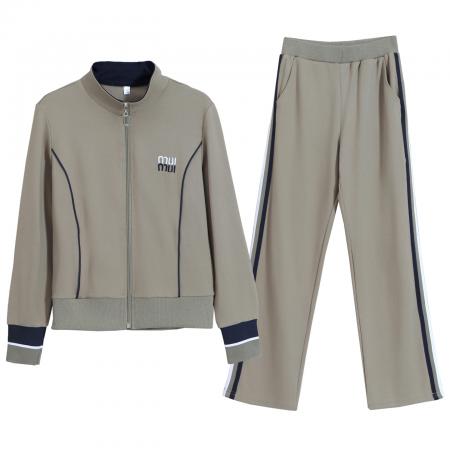 FA52250# 新品开衫绣花运动服套装女春秋季新款休闲宽松洋气拉链卫衣两件套 服裝批發女裝批發服飾貨源