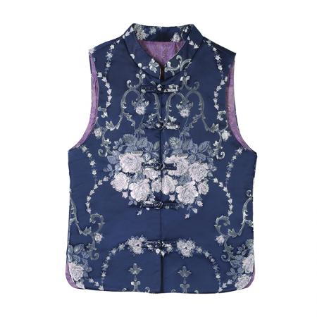 FA52254# 新品时尚中国风短款马甲修身复古印花无袖马夹洋气百搭民族风女装上衣 服裝批發女裝批發服飾貨源