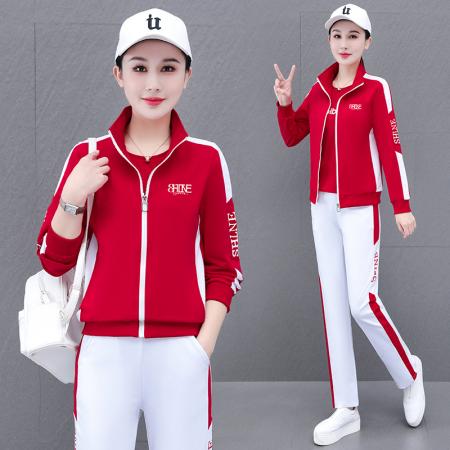 FA52256# 团购印花公版休闲运动套装女春秋新款秋季时尚洋气卫衣外套三件套 服裝批發女裝批發服飾貨源