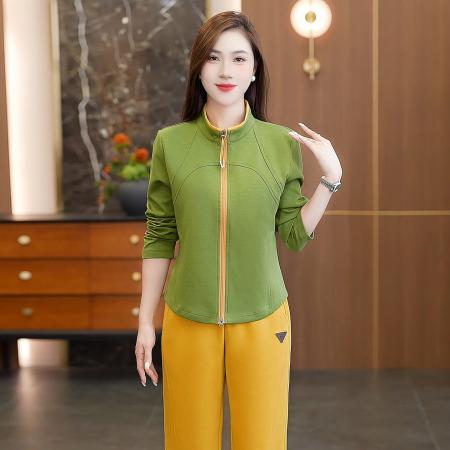 新品女士时尚运动服套装女春秋秋季新款开衫减龄洋气休闲两件套 服裝批發女裝批發服飾貨源
