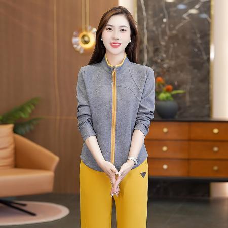 新品女士时尚运动服套装女春秋秋季新款开衫减龄洋气休闲两件套 服裝批發女裝批發服飾貨源