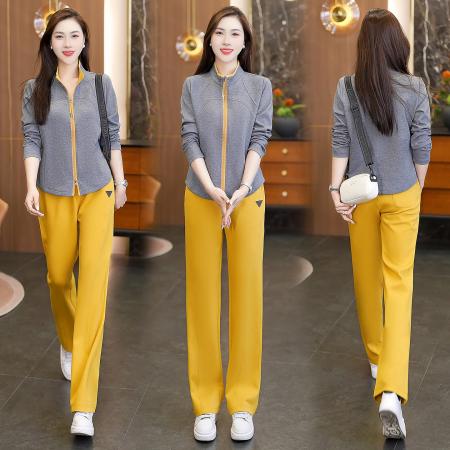 新品女士时尚运动服套装女春秋秋季新款开衫减龄洋气休闲两件套 服裝批發女裝批發服飾貨源