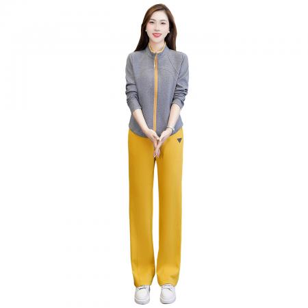 新品女士时尚运动服套装女春秋秋季新款开衫减龄洋气休闲两件套 服裝批發女裝批發服飾貨源