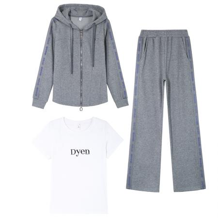 高品质仿羊绒时尚亮钻拉条时尚运动套装女春秋新款洋气韩版连帽卫衣女士跑步 服裝批發女裝批發服飾貨源