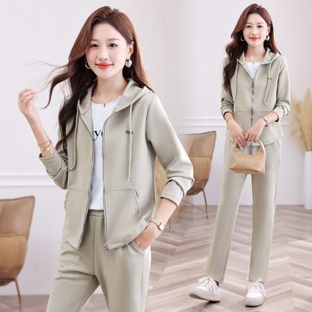 曼巴棉高品质休闲运动套装女新款春秋小个子连帽卫衣外套二件套 服裝批發女裝批發服飾貨源