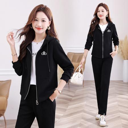 曼巴棉高品质休闲运动套装女新款春秋小个子连帽卫衣外套二件套 服裝批發女裝批發服飾貨源