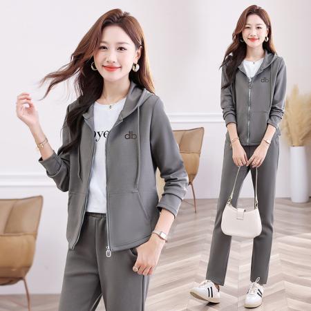 曼巴棉高品质休闲运动套装女新款春秋小个子连帽卫衣外套二件套 服裝批發女裝批發服飾貨源