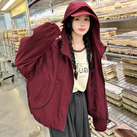 FA52264# 春季新款夹克连帽时尚短外套休闲宽松洋气夹克小个子上衣潮 服裝批發女裝批發服飾貨源