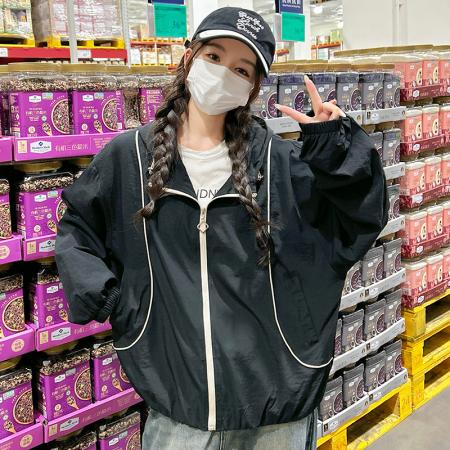 FA52264# 春季新款夹克连帽时尚短外套休闲宽松洋气夹克小个子上衣潮 服裝批發女裝批發服飾貨源