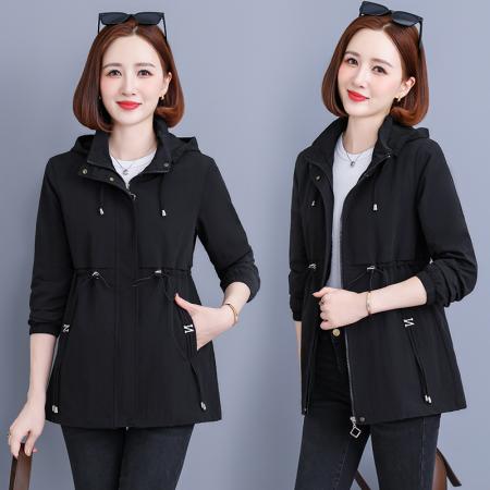 FA52265# BS新款中长款风衣外套女士春秋新款秋季收腰显瘦时尚休闲夹克 服裝批發女裝批發服飾貨源