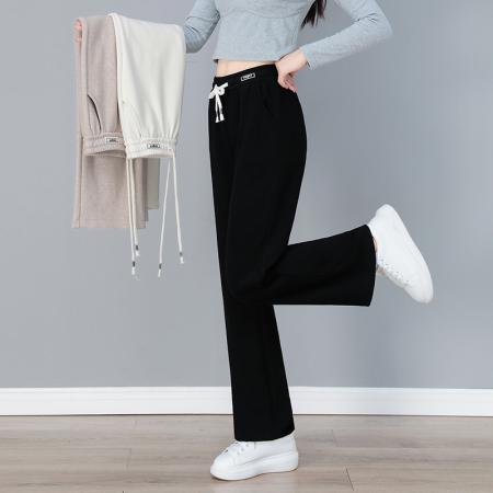 休闲裤女春秋季新款减龄宽松时尚小个子减龄百搭窄版阔腿裤 服裝批發女裝批發服飾貨源