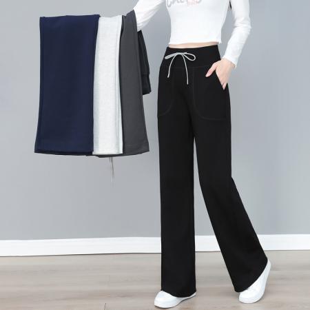 新品休闲阔腿裤女长裤宽松垂感减龄春秋高腰百搭时尚显瘦直筒裤子 服裝批發女裝批發服飾貨源