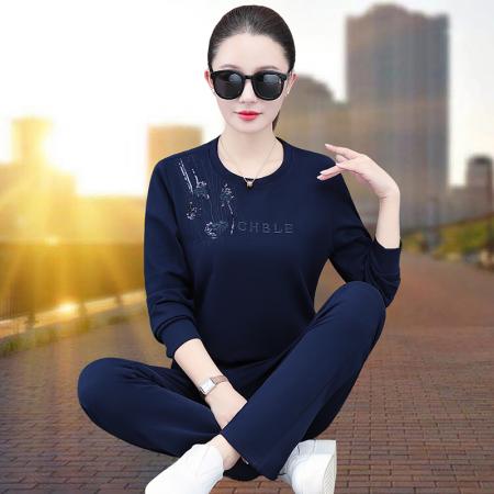FA52272# BS新款绣花圆领卫衣运动套装女春秋新款洋气减龄休闲两件套 服裝批發女裝批發服飾貨源