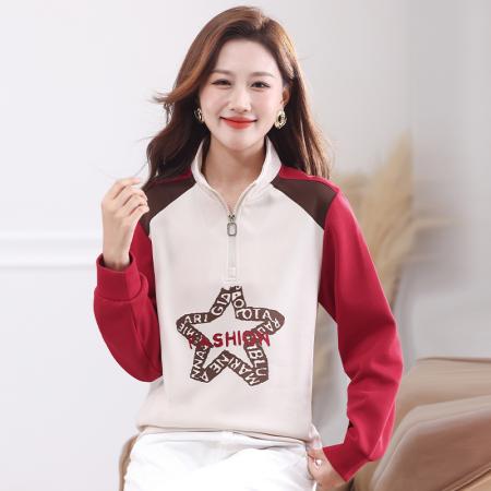 BS新款半拉链卫衣女新款爆款小个子春秋休闲运动女装上衣外套 服裝批發女裝批發服飾貨源