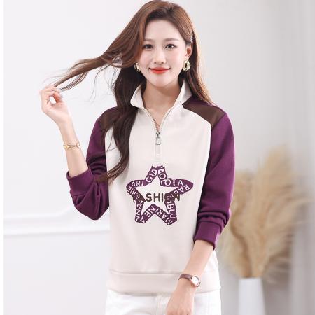 BS新款半拉链卫衣女新款爆款小个子春秋休闲运动女装上衣外套 服裝批發女裝批發服飾貨源