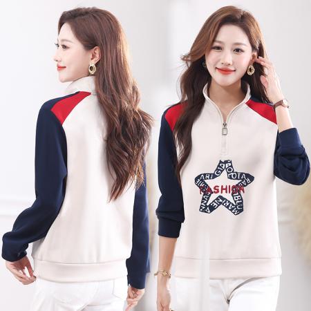 BS新款半拉链卫衣女新款爆款小个子春秋休闲运动女装上衣外套 服裝批發女裝批發服飾貨源