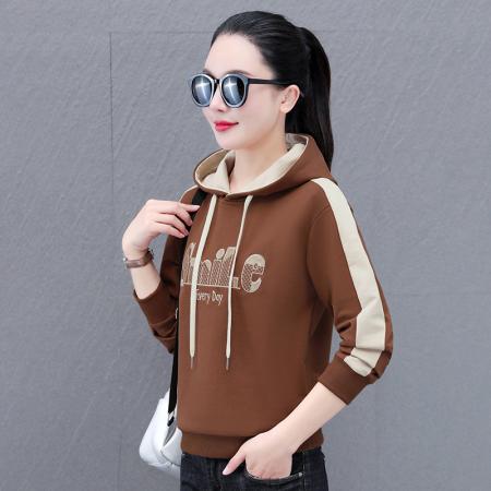 卫衣女款新款春秋时髦时尚洋气短款休闲连帽上衣 服裝批發女裝批發服飾貨源