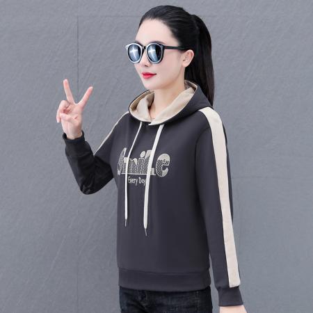 卫衣女款新款春秋时髦时尚洋气短款休闲连帽上衣 服裝批發女裝批發服飾貨源