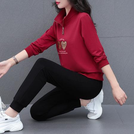 FA52284# 新款半开衫拉链休闲运动套装女春秋季新款宽松时髦显瘦外套跑步两件套 服裝批發女裝批發服飾貨源