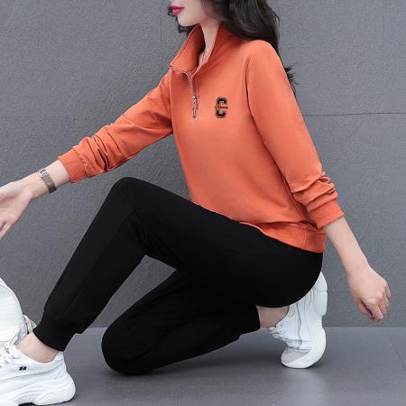 FA52284# 新款半开衫拉链休闲运动套装女春秋季新款宽松时髦显瘦外套跑步两件套 服裝批發女裝批發服飾貨源