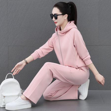 新款休闲运动套装女春季新款连帽开衫卫衣卫裤二件套 服裝批發女裝批發服飾貨源