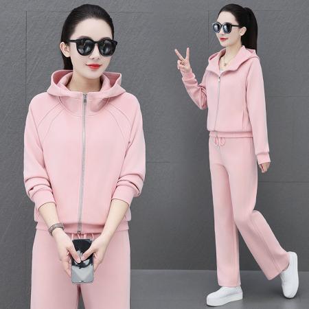 新款休闲运动套装女春季新款连帽开衫卫衣卫裤二件套 服裝批發女裝批發服飾貨源