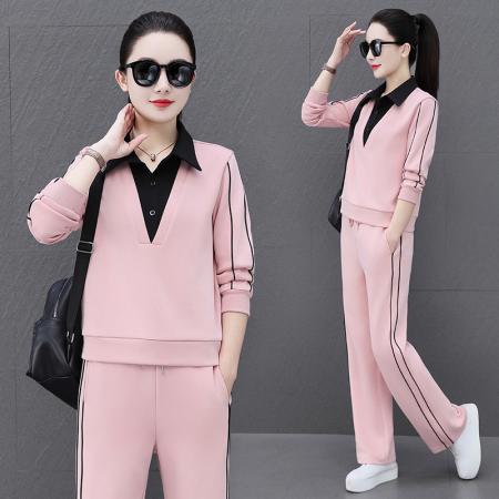 新款新款春秋女休闲运动套装宽松大码时尚长袖运动服跑步两件套 服裝批發女裝批發服飾貨源