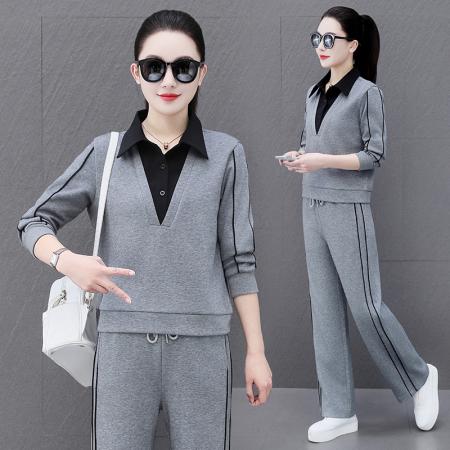 FA52286# 新款新款春秋女休闲运动套装宽松大码时尚长袖运动服跑步两件套 服裝批發女裝批發服飾貨源
