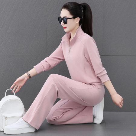 春秋阔腿裤运动套装女新款时尚洋气时髦款休闲立领两件套 服裝批發女裝批發服飾貨源