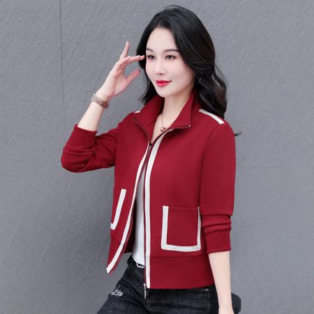 开衫卫衣女春秋新款运动立领长袖上衣休闲无帽针织拉链女士短外套 服裝批發女裝批發服飾貨源