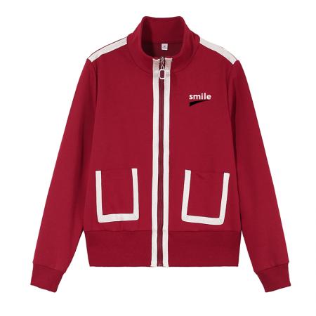 开衫卫衣女春秋新款运动立领长袖上衣休闲无帽针织拉链女士短外套 服裝批發女裝批發服飾貨源