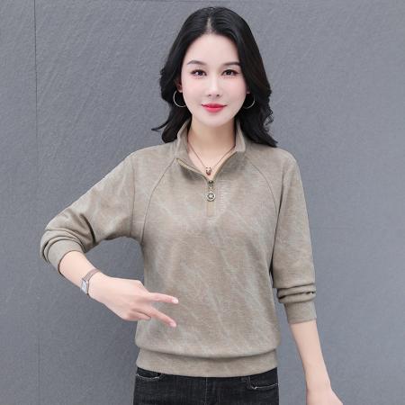 半拉链卫衣女春秋新款运动立领长袖上衣休闲无帽针织拉链女士短外套 服裝批發女裝批發服飾貨源