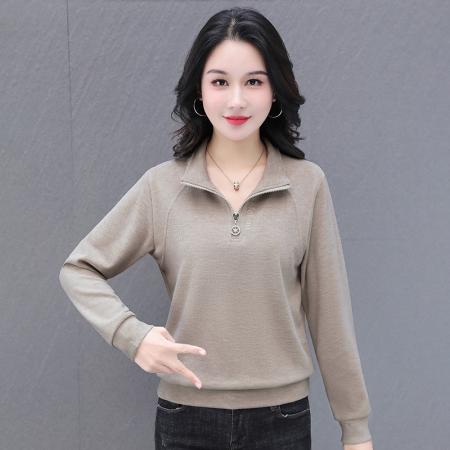 半拉链卫衣女春秋新款运动立领长袖上衣休闲无帽针织拉链女士短外套 服裝批發女裝批發服飾貨源