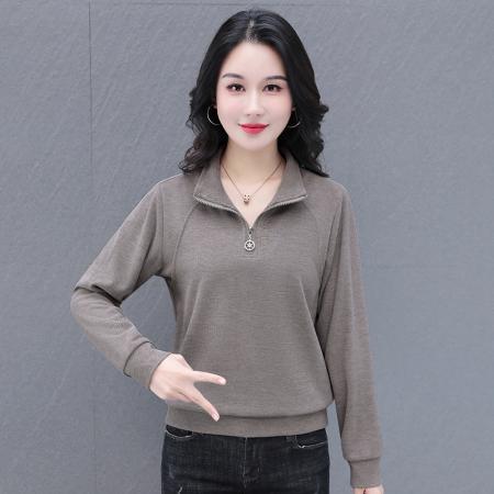 半拉链卫衣女春秋新款运动立领长袖上衣休闲无帽针织拉链女士短外套 服裝批發女裝批發服飾貨源