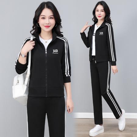 FA52294# 新款高棉休闲运动套装女春季新款立领开衫卫衣卫裤三件套 服裝批發女裝批發服飾貨源