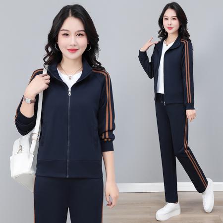 FA52294# 新款高棉休闲运动套装女春季新款立领开衫卫衣卫裤三件套 服裝批發女裝批發服飾貨源