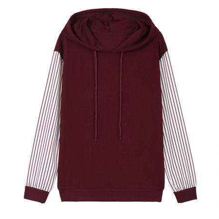 长袖卫衣女春季新款春秋拼接撞色连帽宽松休闲上衣 服裝批發女裝批發服飾貨源