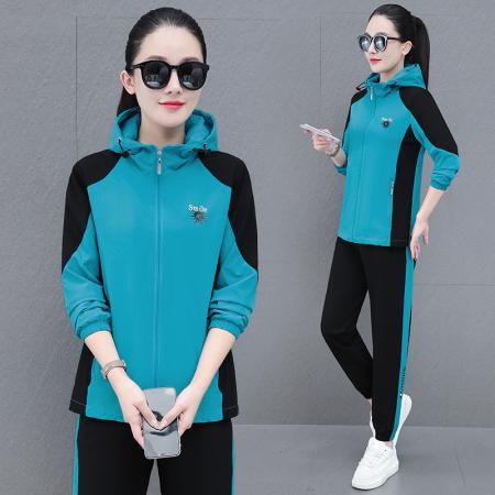 新款秋季新款冲锋衣套装女秋款女装休闲户外跑步服女套装两件套 服裝批發女裝批發服飾貨源