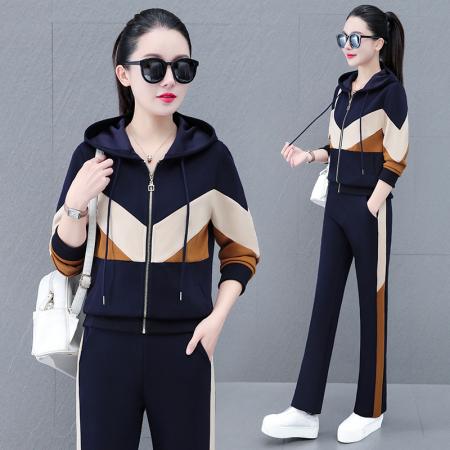 FA52301# 新款春秋新款时尚休闲运动套装简约连帽开衫女款两件套 服裝批發女裝批發服飾貨源