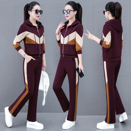 FA52301# 新款春秋新款时尚休闲运动套装简约连帽开衫女款两件套 服裝批發女裝批發服飾貨源