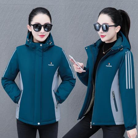 FA52302# 女士加绒加厚外套冲锋衣防风防水户外保暖外套女装 服裝批發女裝批發服飾貨源