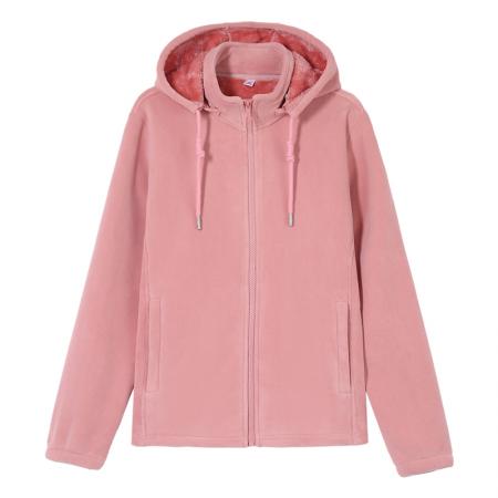 冬季女新款奥粒绒连帽外套加绒休闲运动女款连帽抓绒外套 服裝批發女裝批發服飾貨源