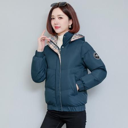 时尚冬季新款加绒加厚保暖棉衣可脱卸连帽纯色女款保暖棉衣 服裝批發女裝批發服飾貨源