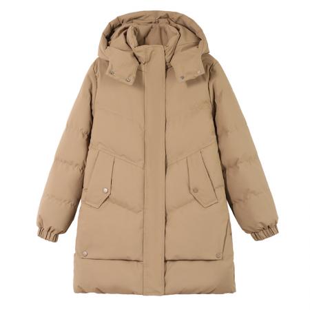 新款外套加绒连帽中长款棉衣时尚连帽保暖棉袄百搭时尚外套棉衣 服裝批發女裝批發服飾貨源