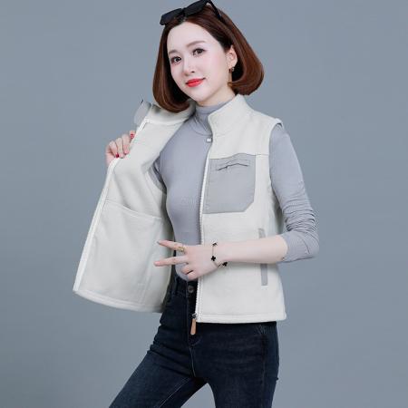摇粒绒马甲女新款春秋韩版外套上衣保暖坎肩马夹背心 服裝批發女裝批發服飾貨源