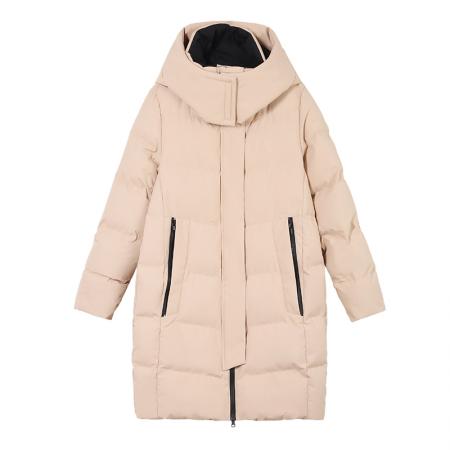 御寒保暖冬季新款时尚简约中长款女款保暖棉服防风拉链立领可脱卸连帽 服裝批發女裝批發服飾貨源